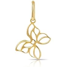 TILO JEWELRY 14K Solid Yellow Gold Whimsical Butterfly Pendant Charm