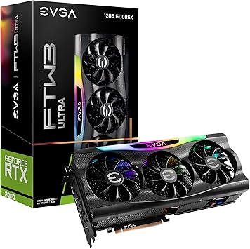 EVGA GeForce RTX 3080 FTW3 Ultra Gaming, 12G-P5-4877-KL, 12GB GDDR6X, iCX3 Technology, ARGB LED, Metal Backplate, LHR
